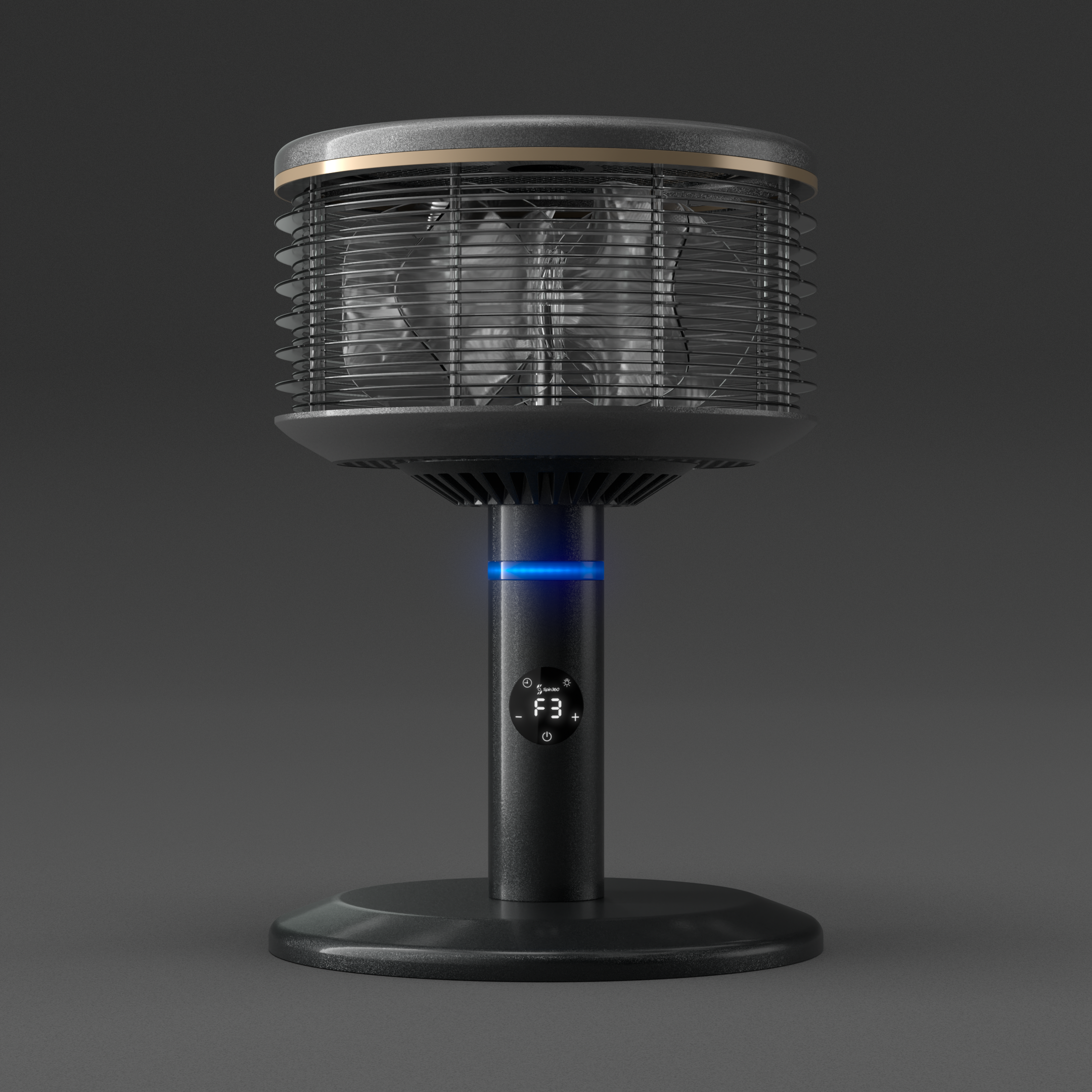 thumbnail image 2 of 15" 360° Rotating Fan With 2 Settings, Vertical Fan, Black White Black 2 of 13